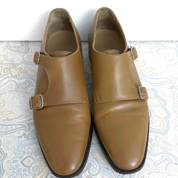 Jack Erwin Brown Leather Double Strap Buckle Monk Dress Shoe Cognac Sz 8D main image 5